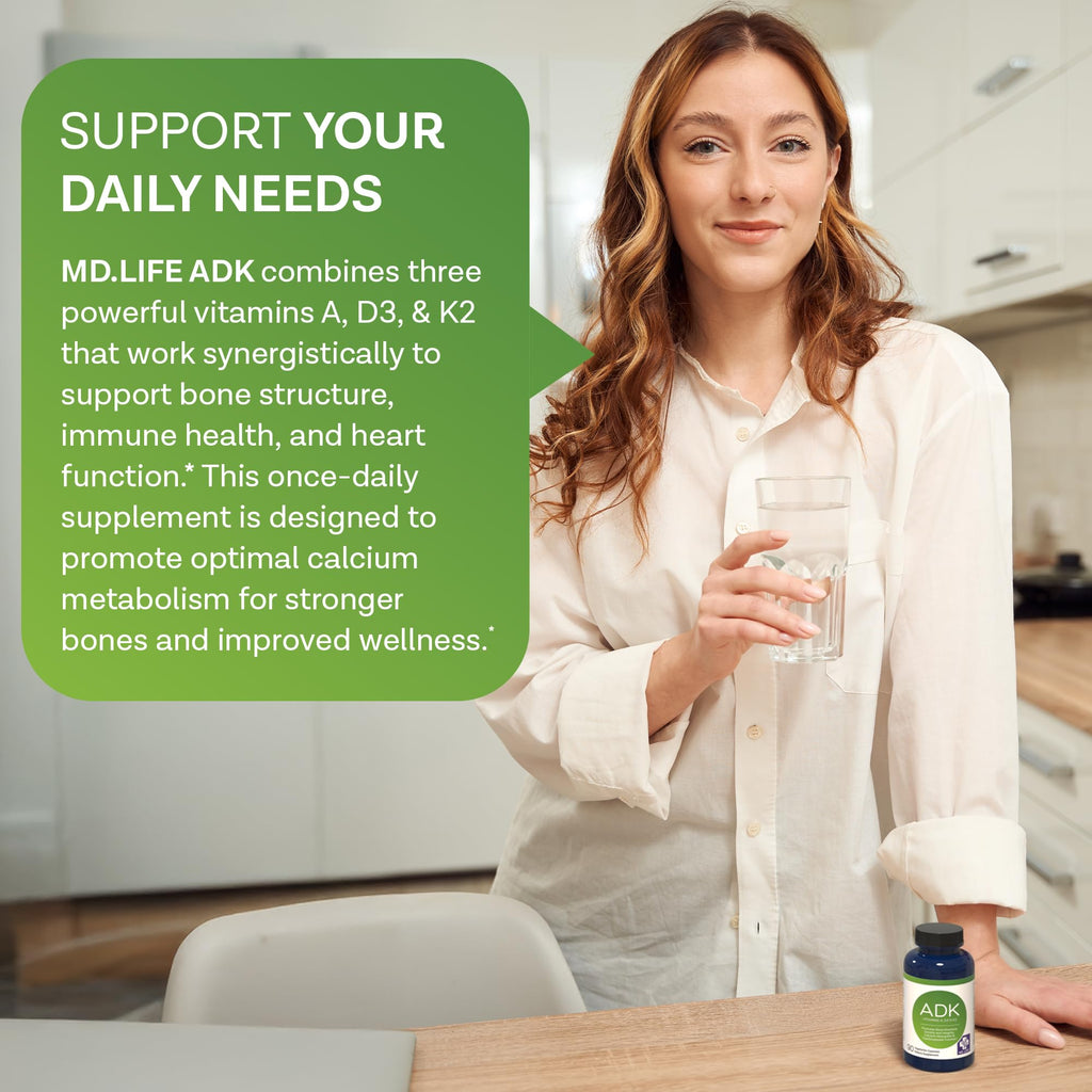 MD.LIFE ADK Vitamin Supplement with D3 and K2 - 90 Capsules - image 4