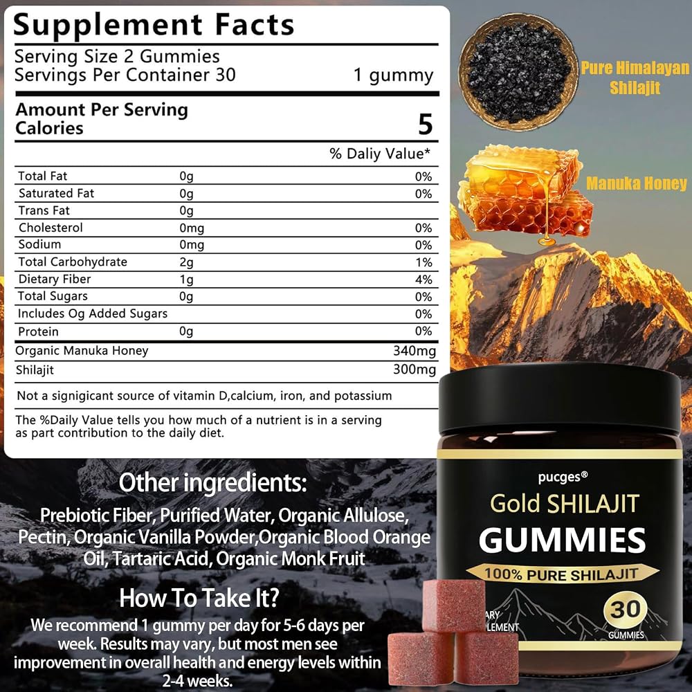 Pucges Shilajit Gummies for Men - 30 Gummies - image 5