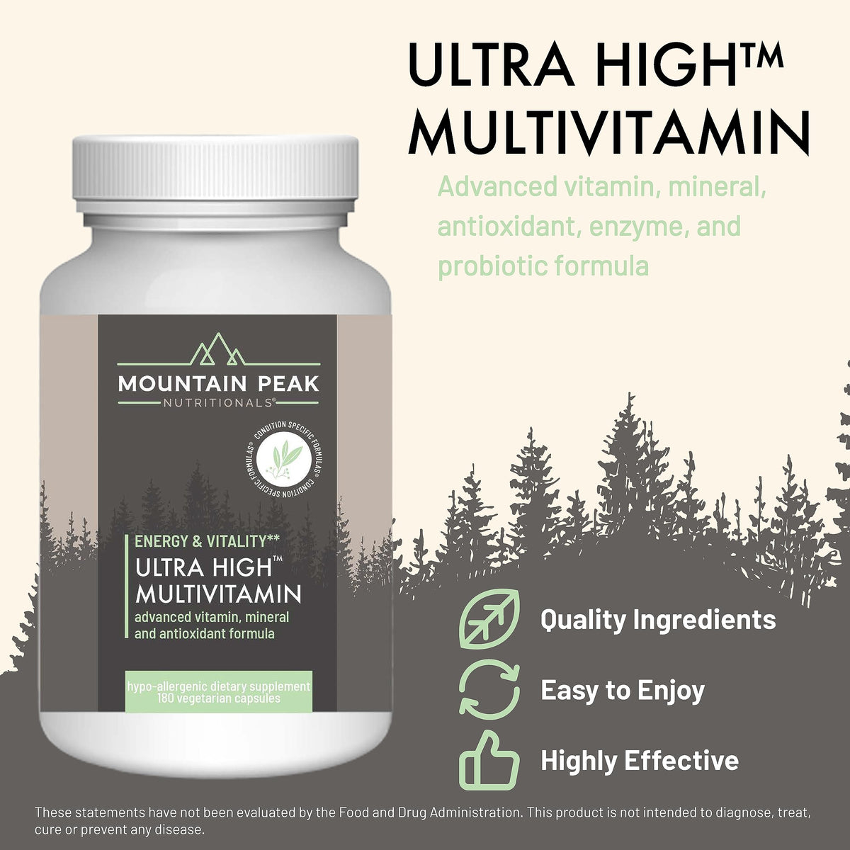 Mountain Peak Nutritionals Ultra High Multivitamin - 180 Vegetarian Capsules - image 2