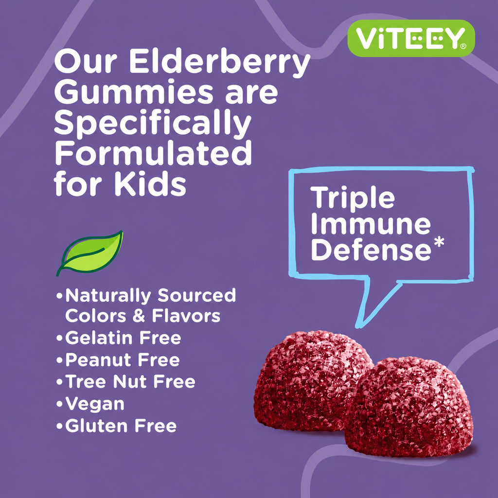 Viteey Sambucus Black Elderberry Gummies Formulated for Kids - Immune