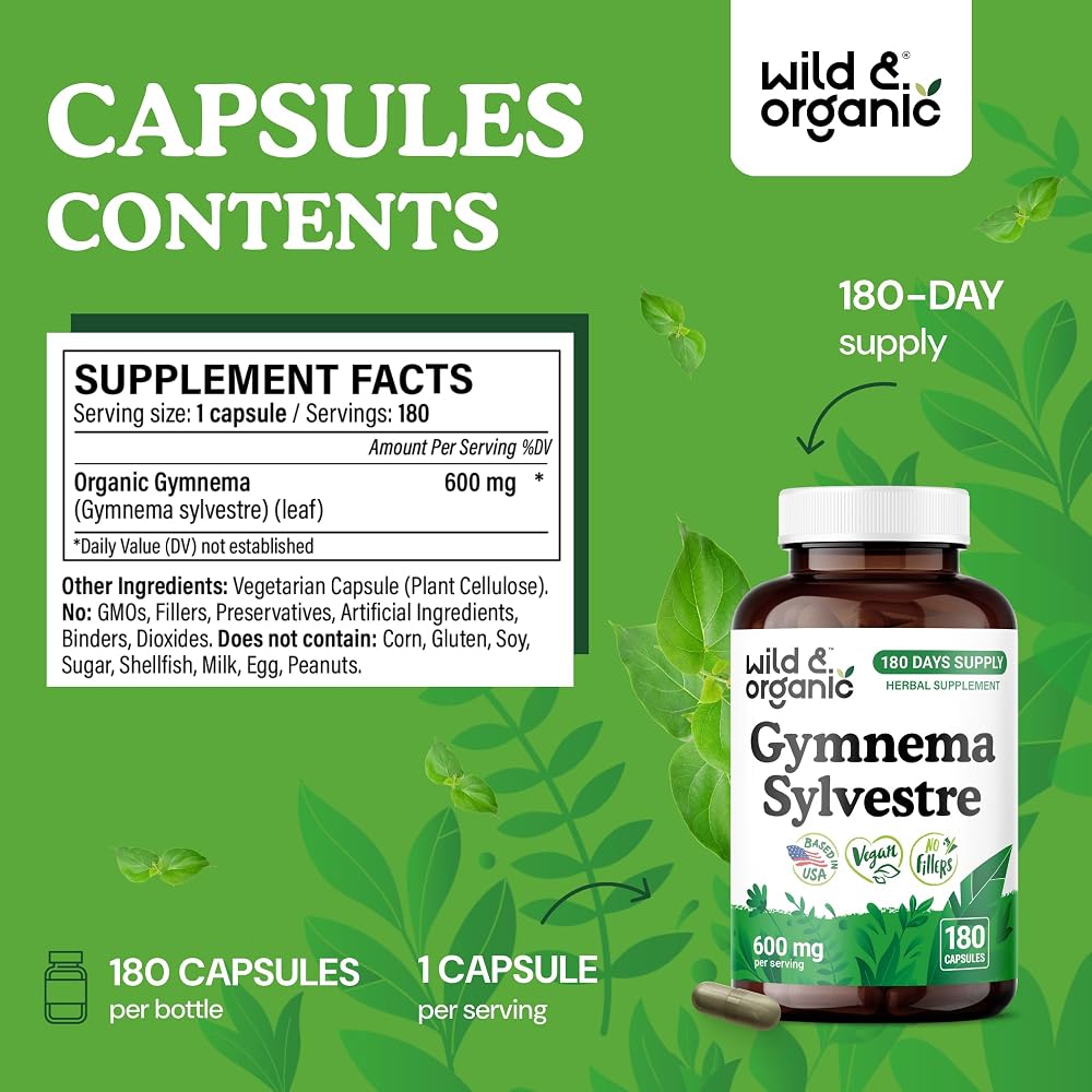 Wild & Organic Gymnema Sylvestre Capsules 600 mg - Overall Support