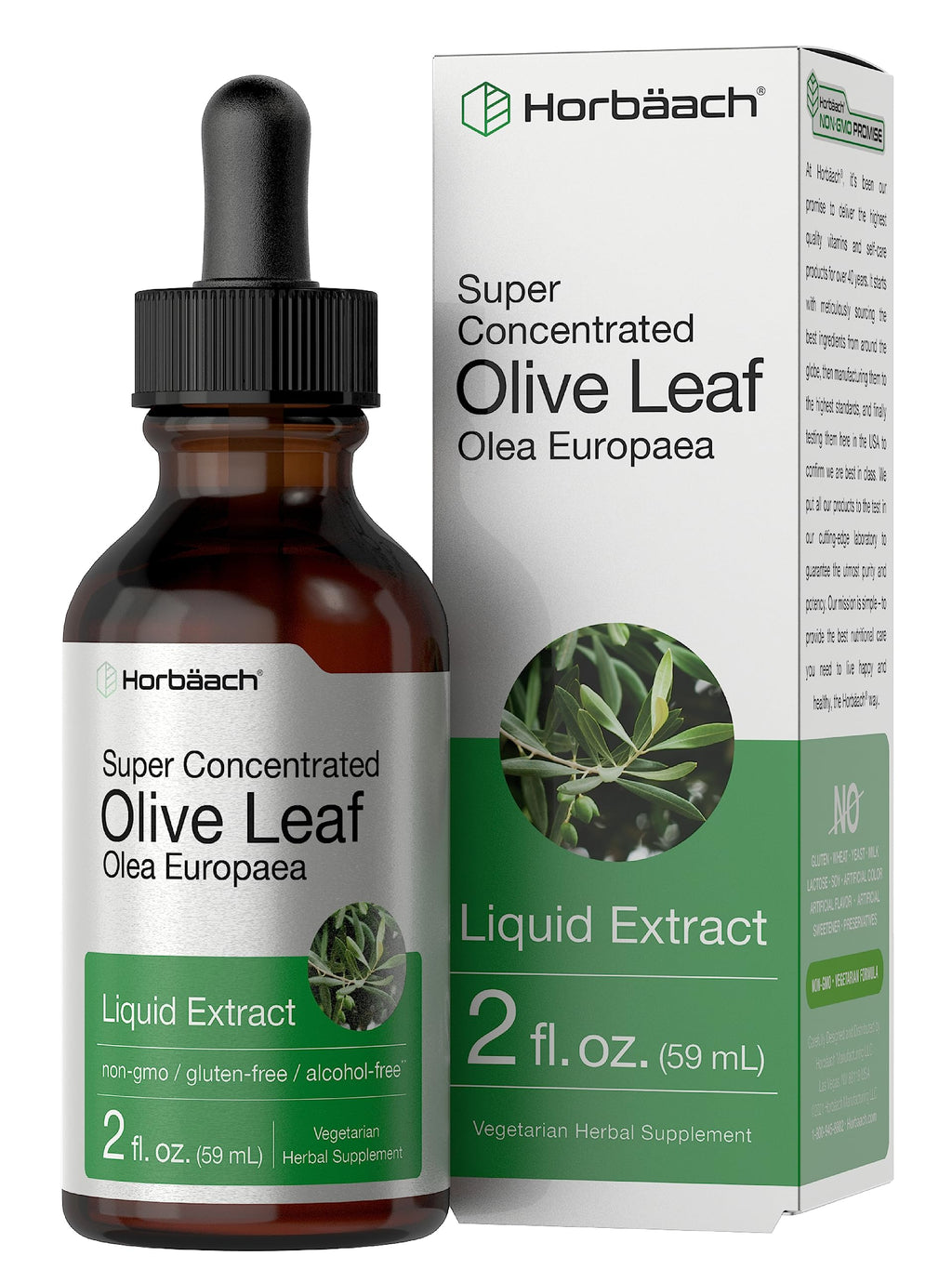 Horbäach Olive Leaf Extract Liquid Super Strength - 2 fl oz