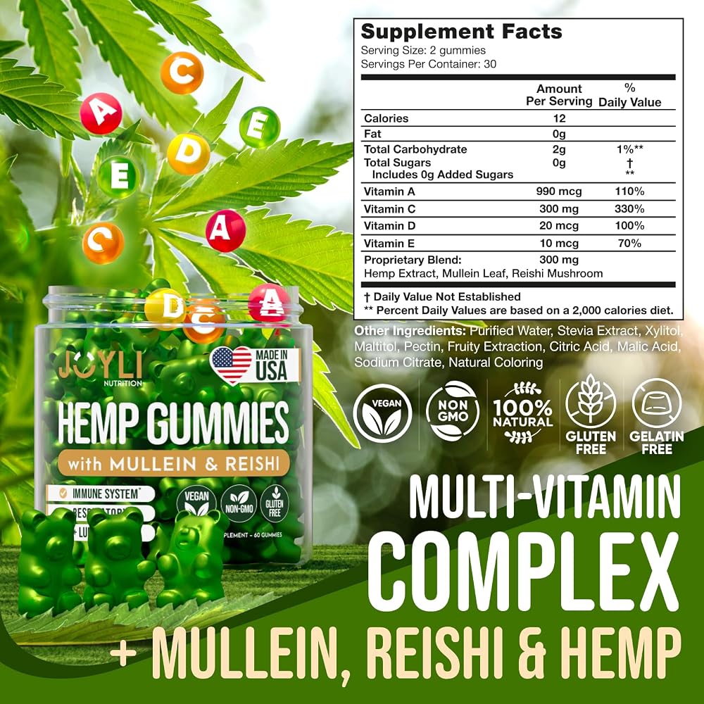 JOYLI Nutrition Hemp Gummies for Lung Support - 120 Count - image 3