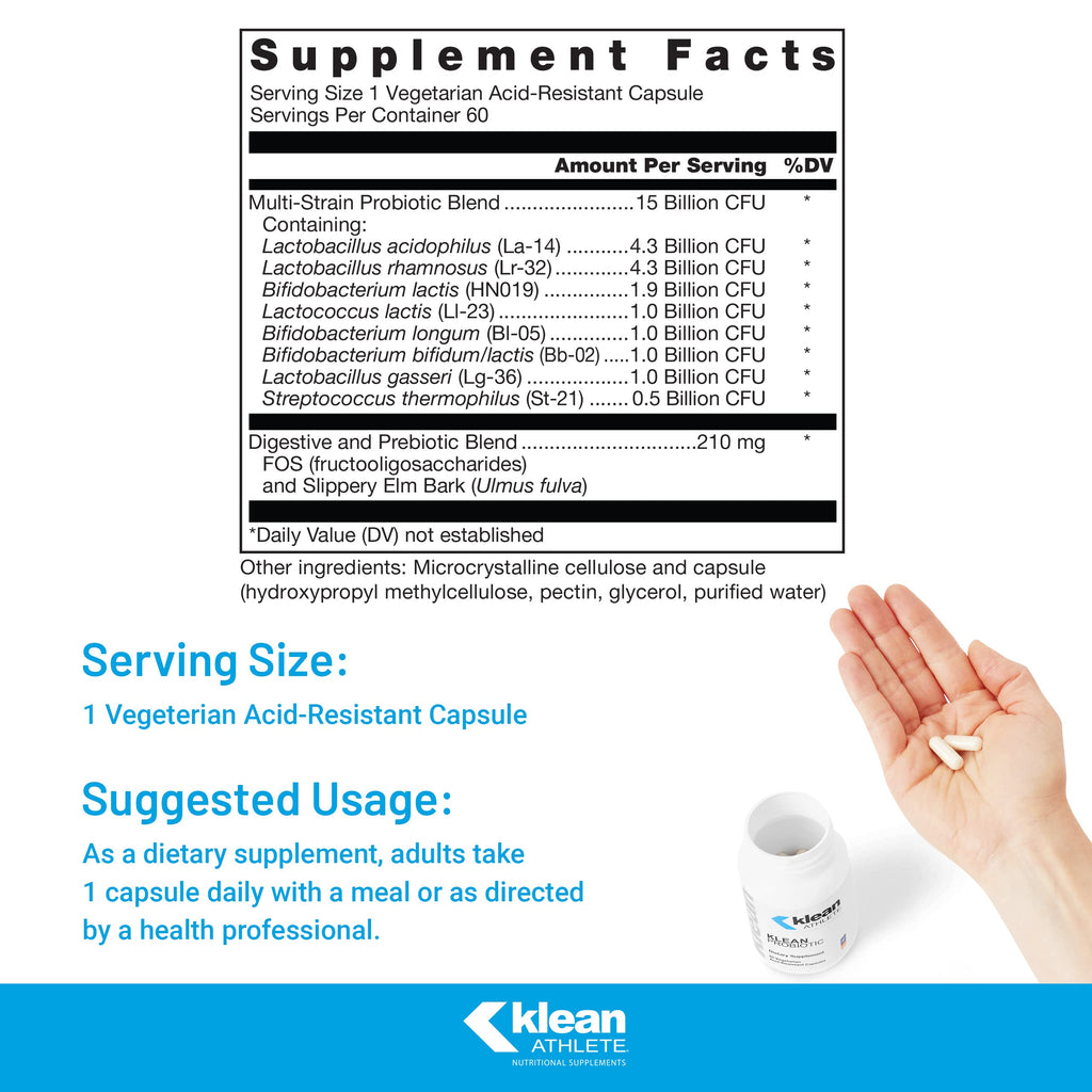 Klean Athlete Klean Probiotic - 60 Vegetarian Capsules - image 2