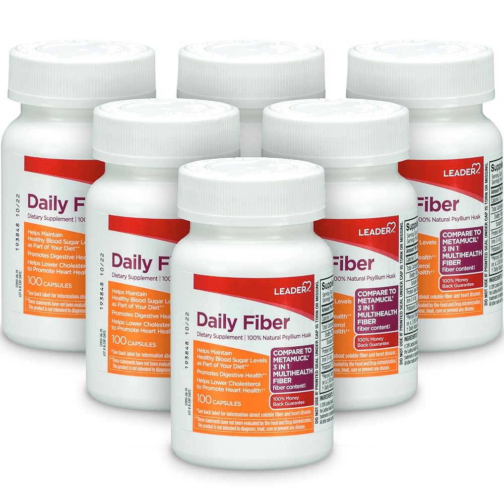 Leader Daily Psyllium Husk Powder Supplement - 600 Capsules