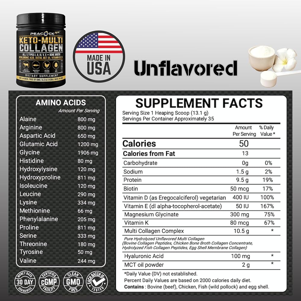 Peacock Max Keto Multi Collagen Peptides Protein Powder - 32.4 oz - image 9
