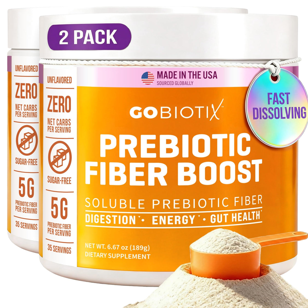 GOBIOTIX Fiber Supplement - Prebiotic Soluble Fiber Powder