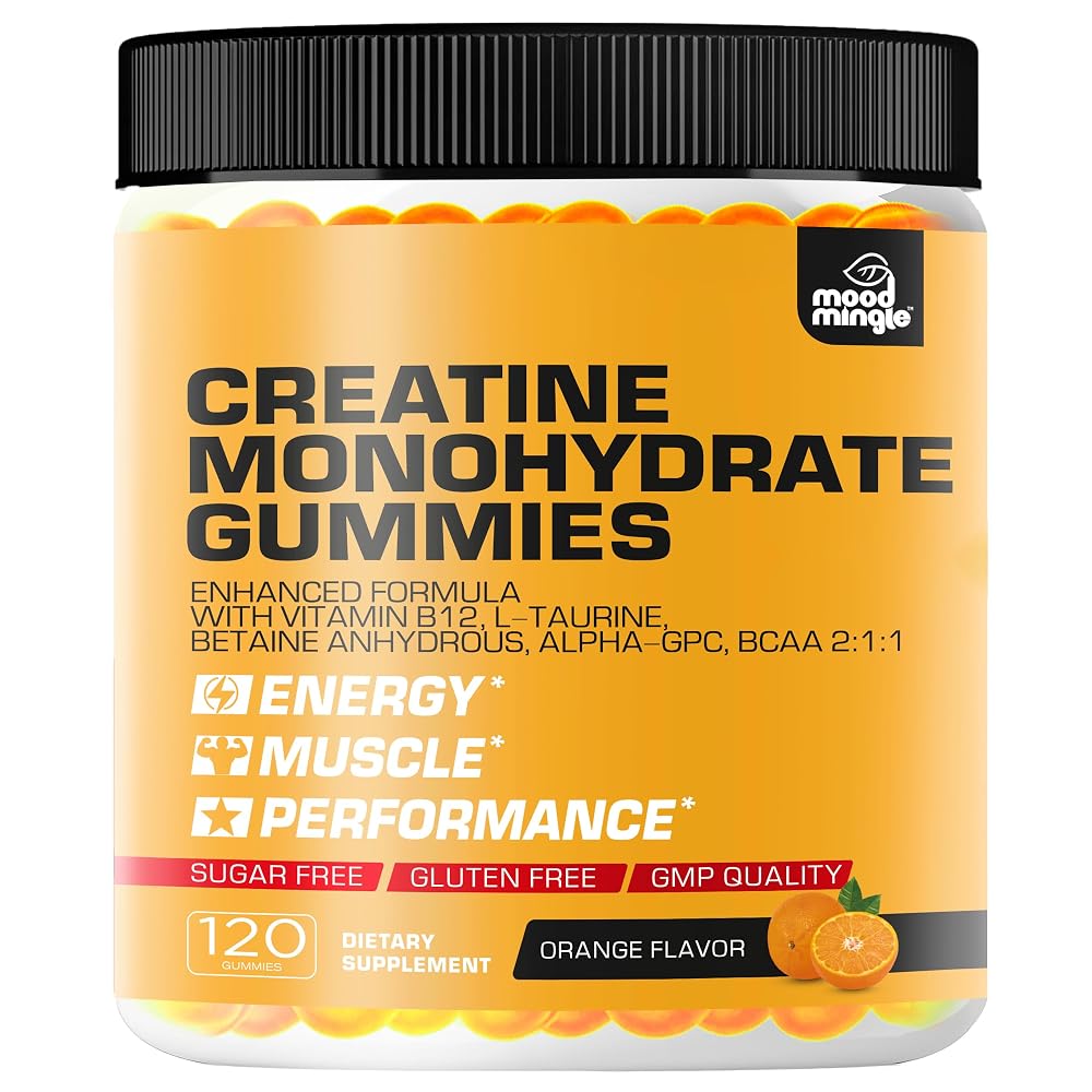 Mood Mingle Creatine Monohydrate Gummies for Men Women - 120 Count