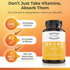 Thomas' All-Natural Remedies D3 + K2 1000 IU - 120 Capsules - image 4