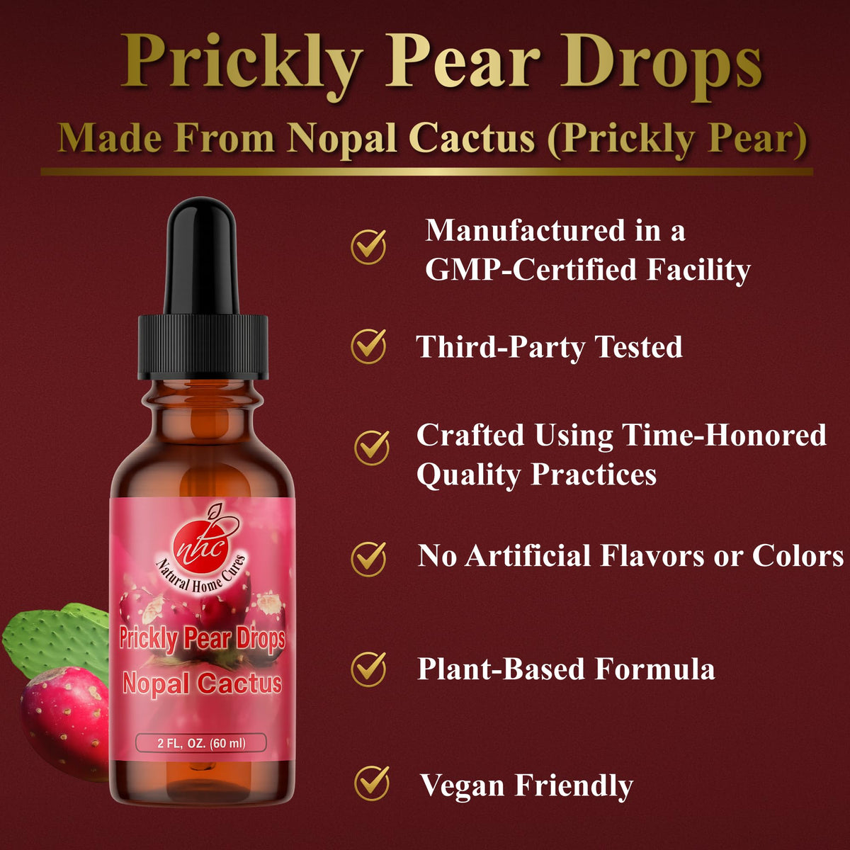 Natural Home Cures Nopal Cactus Capsules & Prickly Pear Drops Combo - image 5