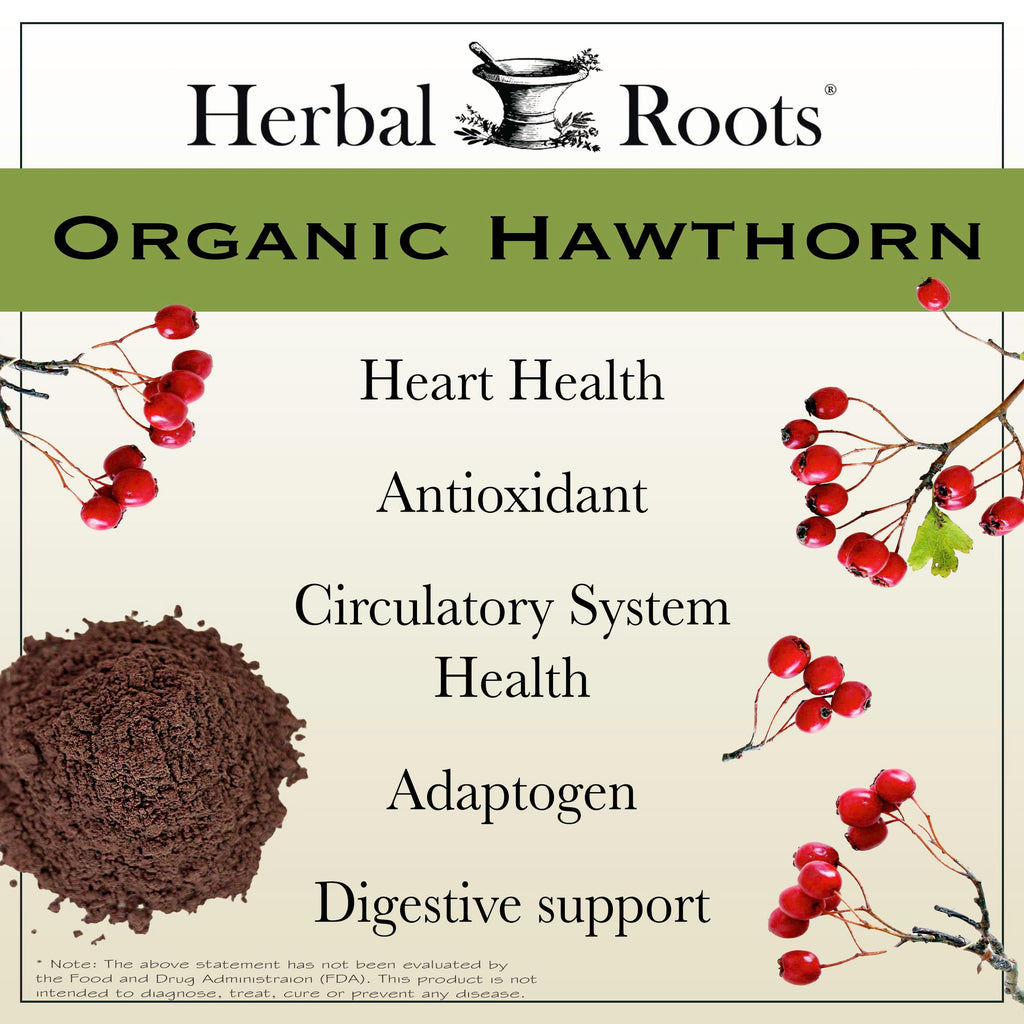 Herbal Roots Organic Hawthorn Berry Capsules 1,200mg - 60 Capsules - image 3