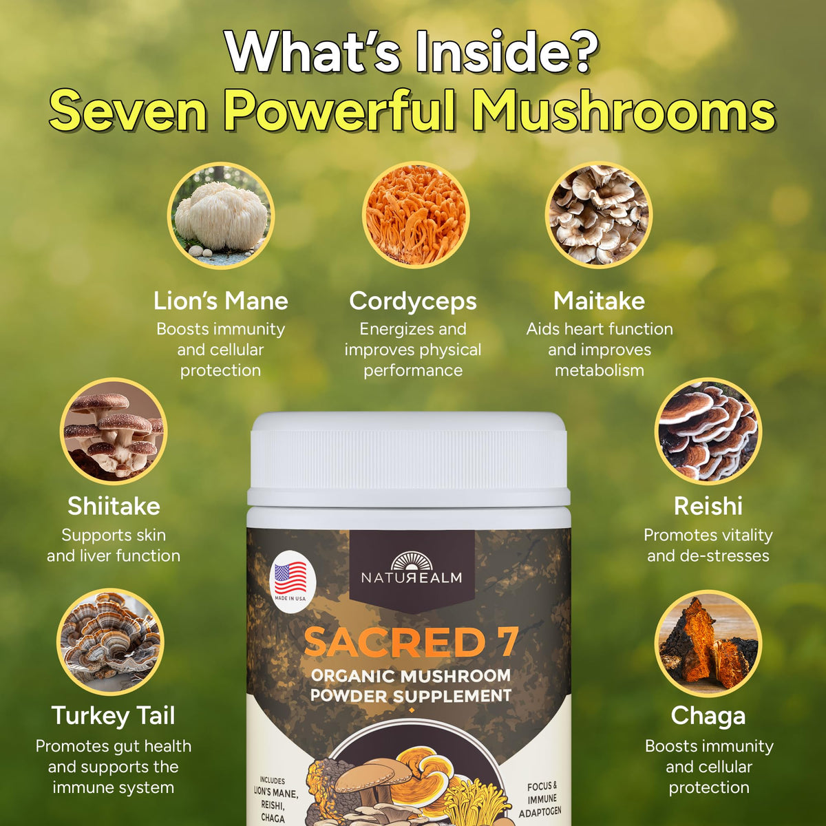 Naturealm Sacred 7 Organic Mushroom Powder - 60 Servings - image 3