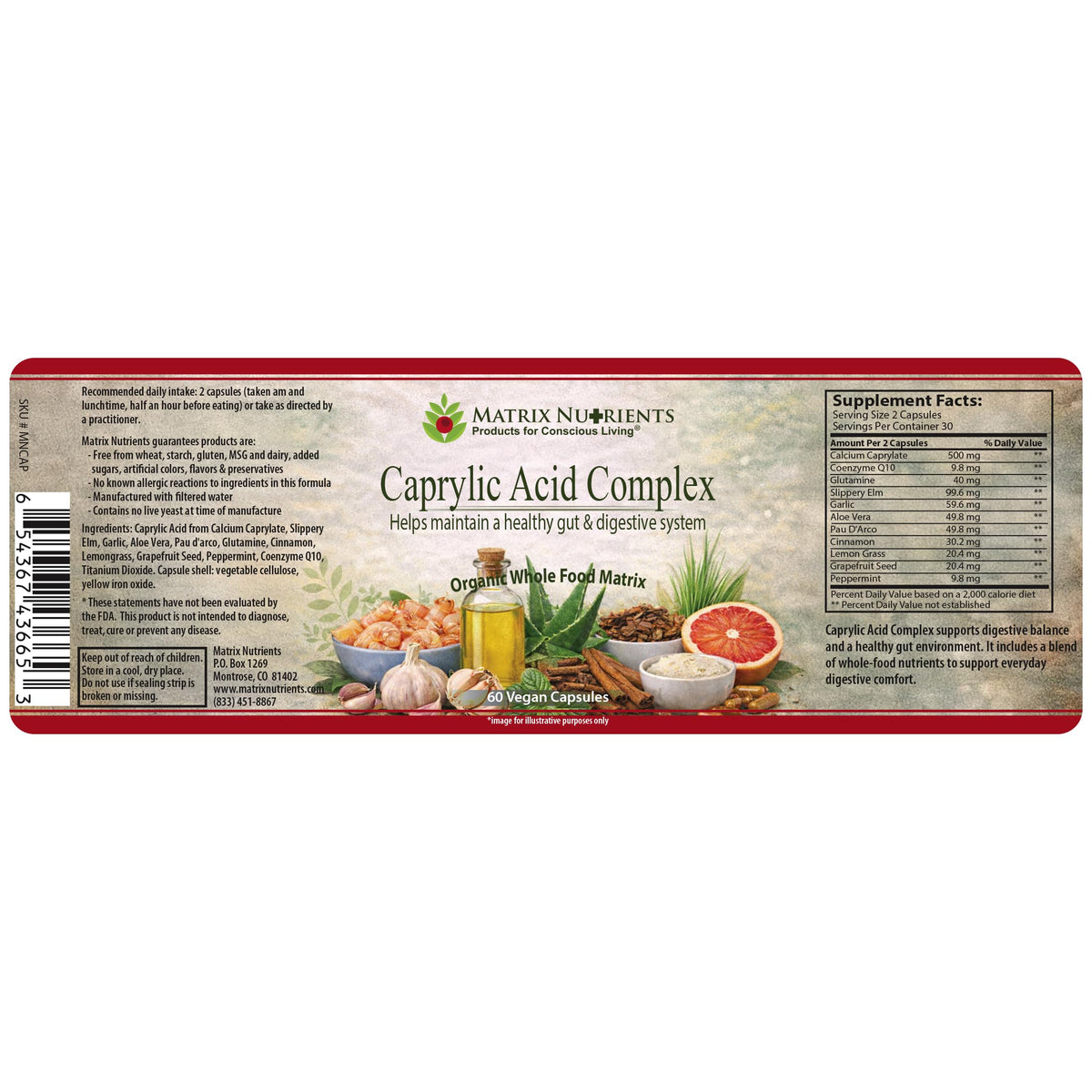 Matrix Nutrients Caprylic Acid Complex - 60 Vegetarian Capsules - image 2