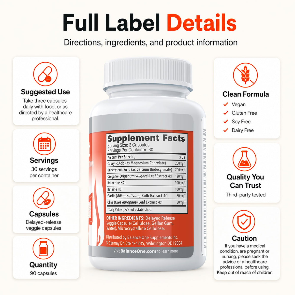 Balance ONE CandAssist Candida Cleanse Support - 90 Capsules - image 9
