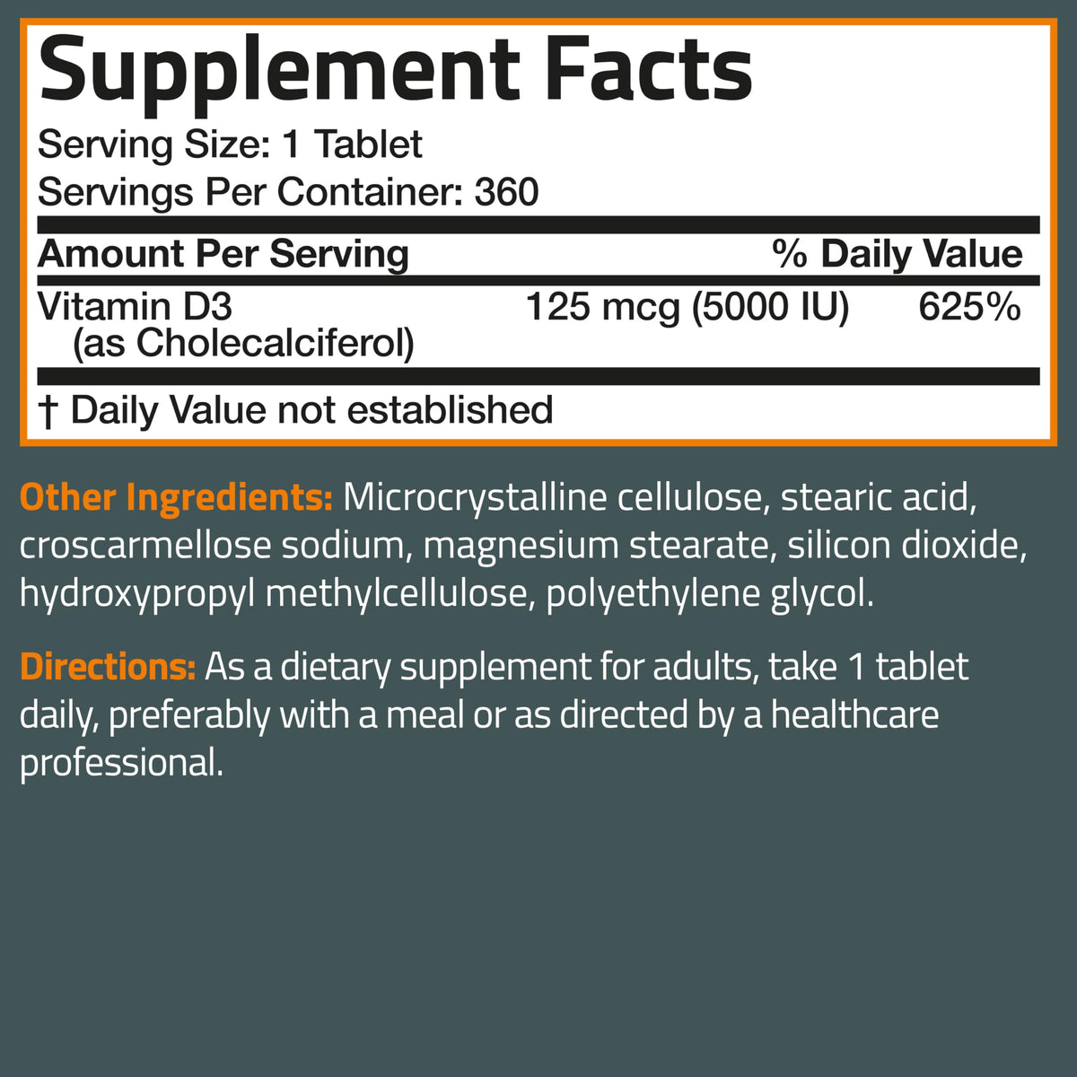Bronson Vitamin D3 5000 IU - 360 Tablets - image 8