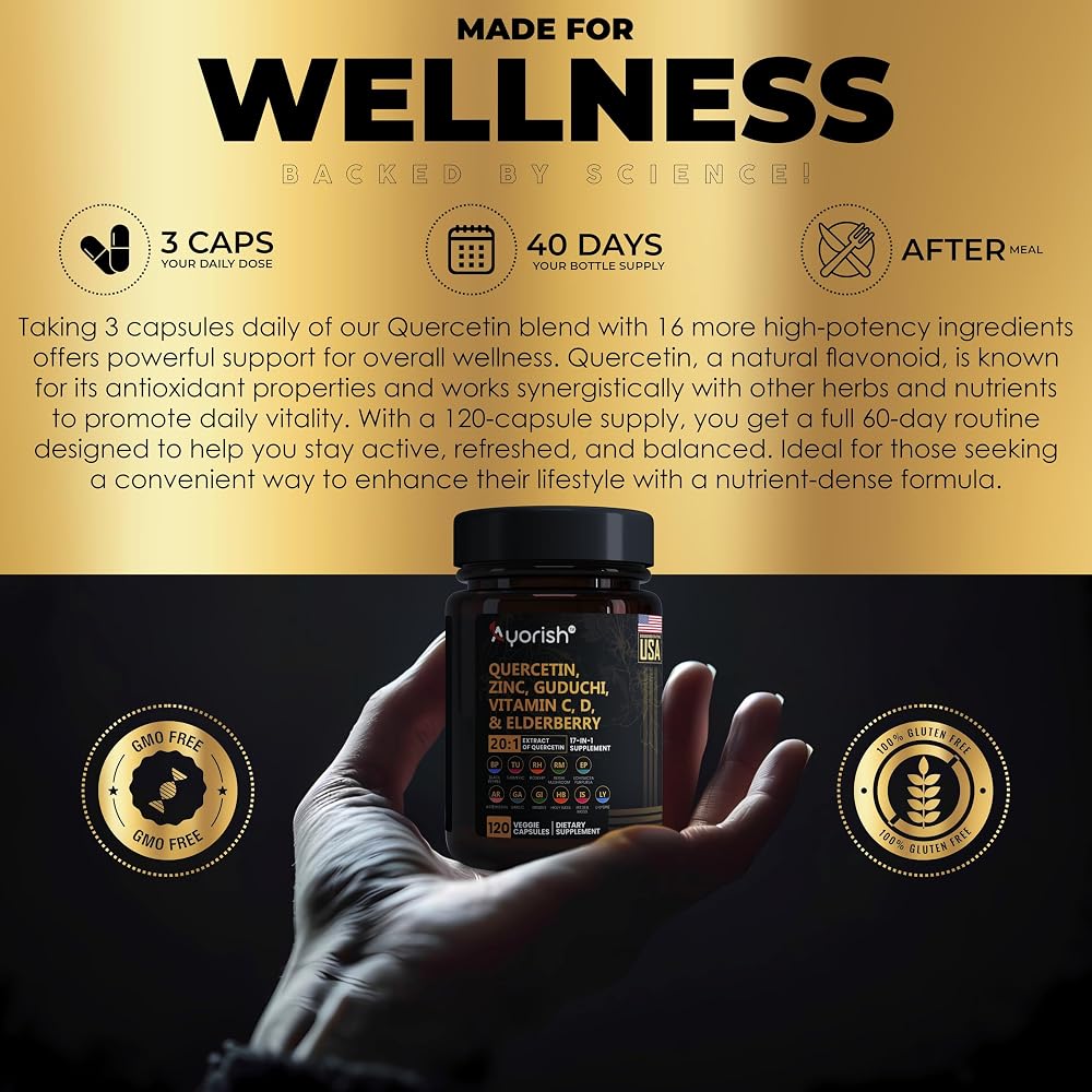 Ayorish Quercetin Plus 17 Supplement - 120 Vegetarian Capsules - image 5