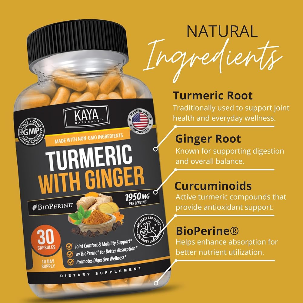 Kaya Naturals Turmeric Curcumin Supplement with Ginger & Bioperine - image 5