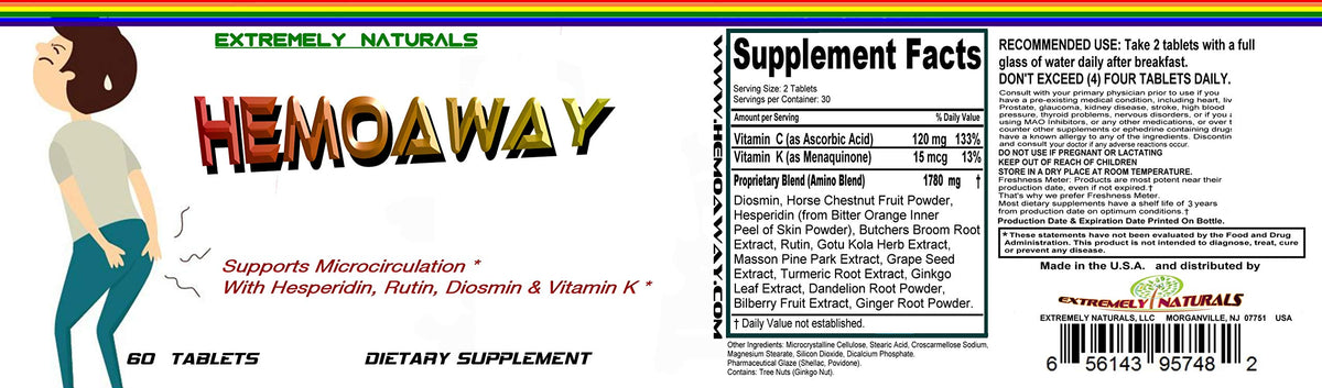 EXTREMELY NATURALS HemoAway Natural Hemorrhoid Vitamins - 60 Tablets - image 5