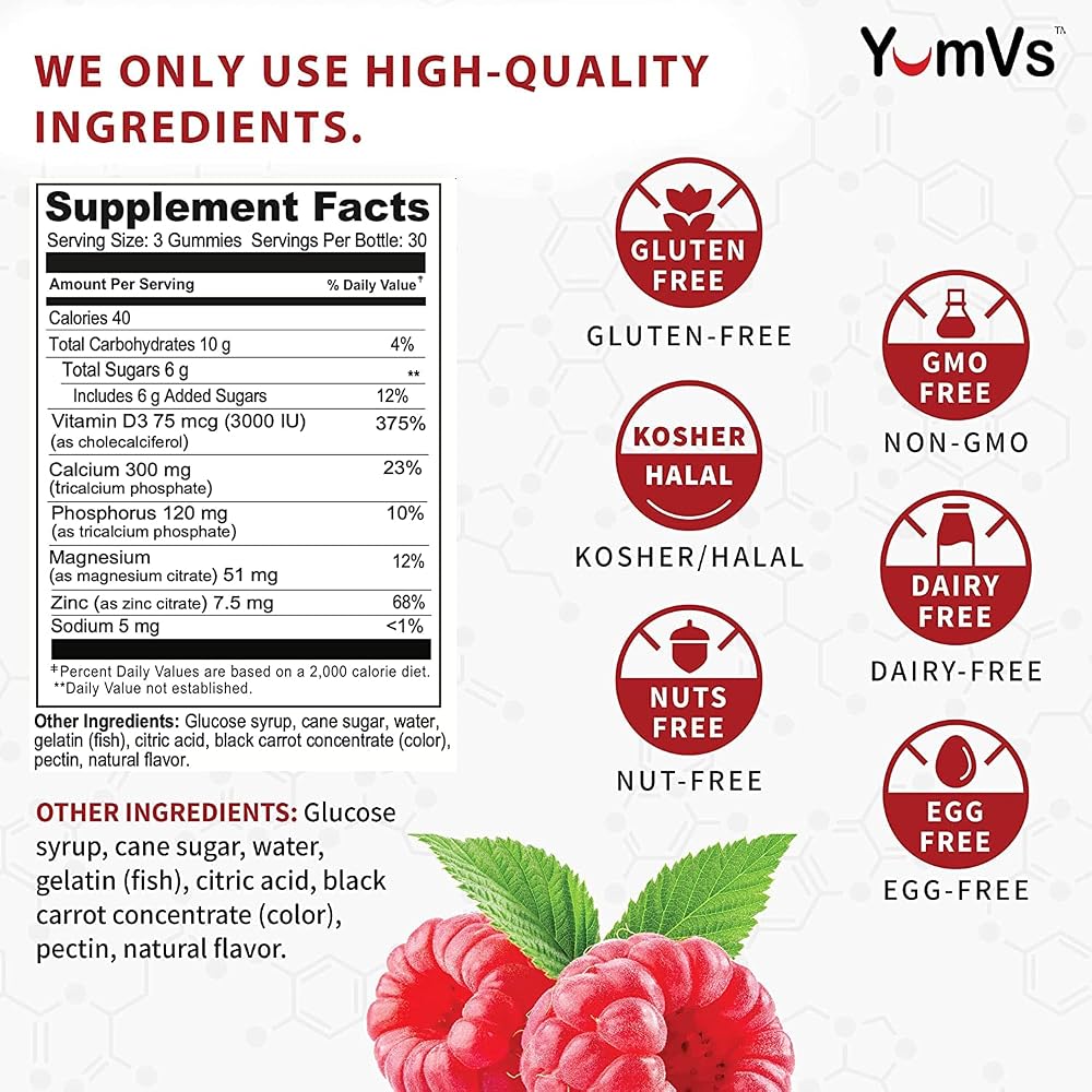 YUM-V'S Calcium Magnesium Zinc Gummies with D3 - 90 Count - image 5