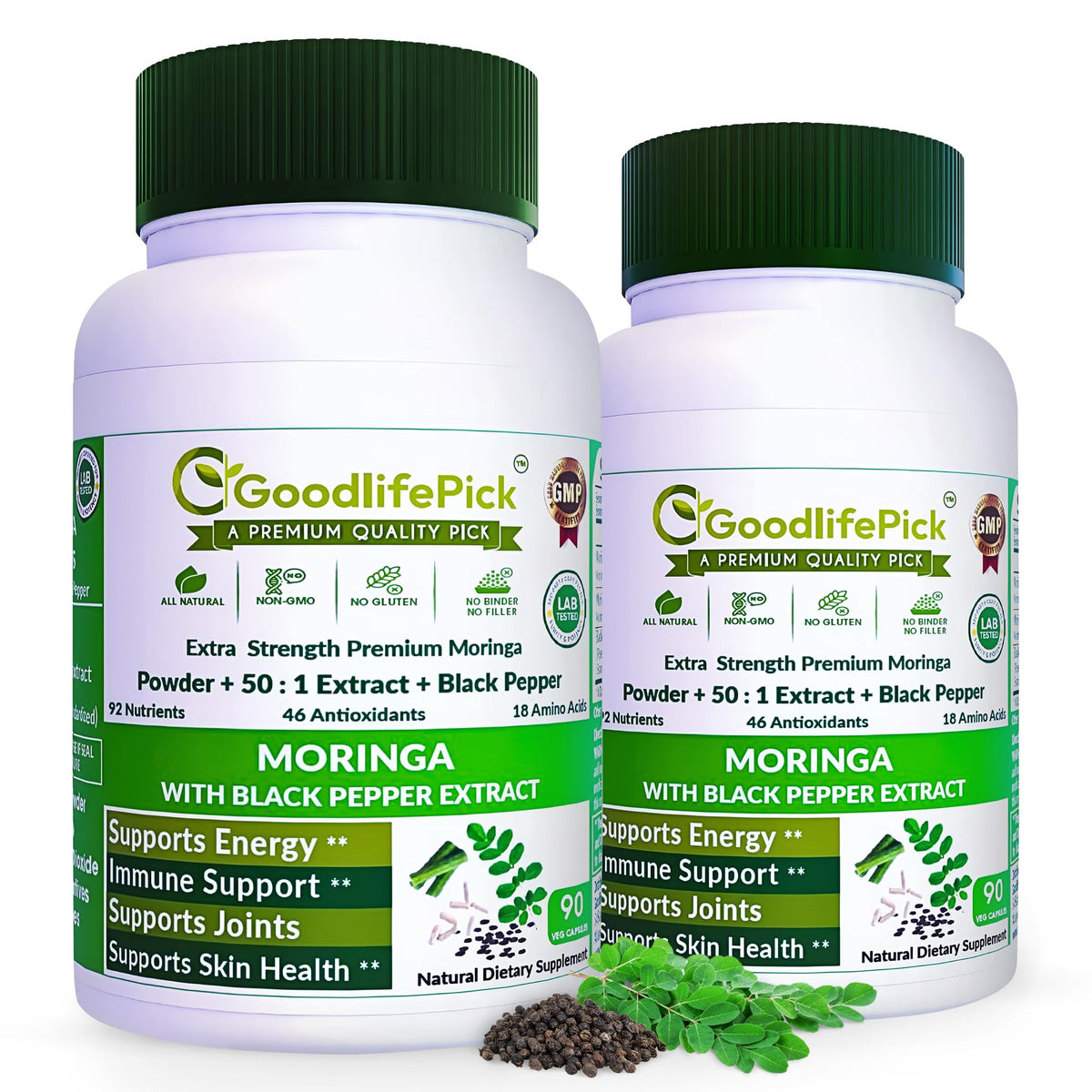 GoodlifePick Premium Moringa Capsules with Black Pepper