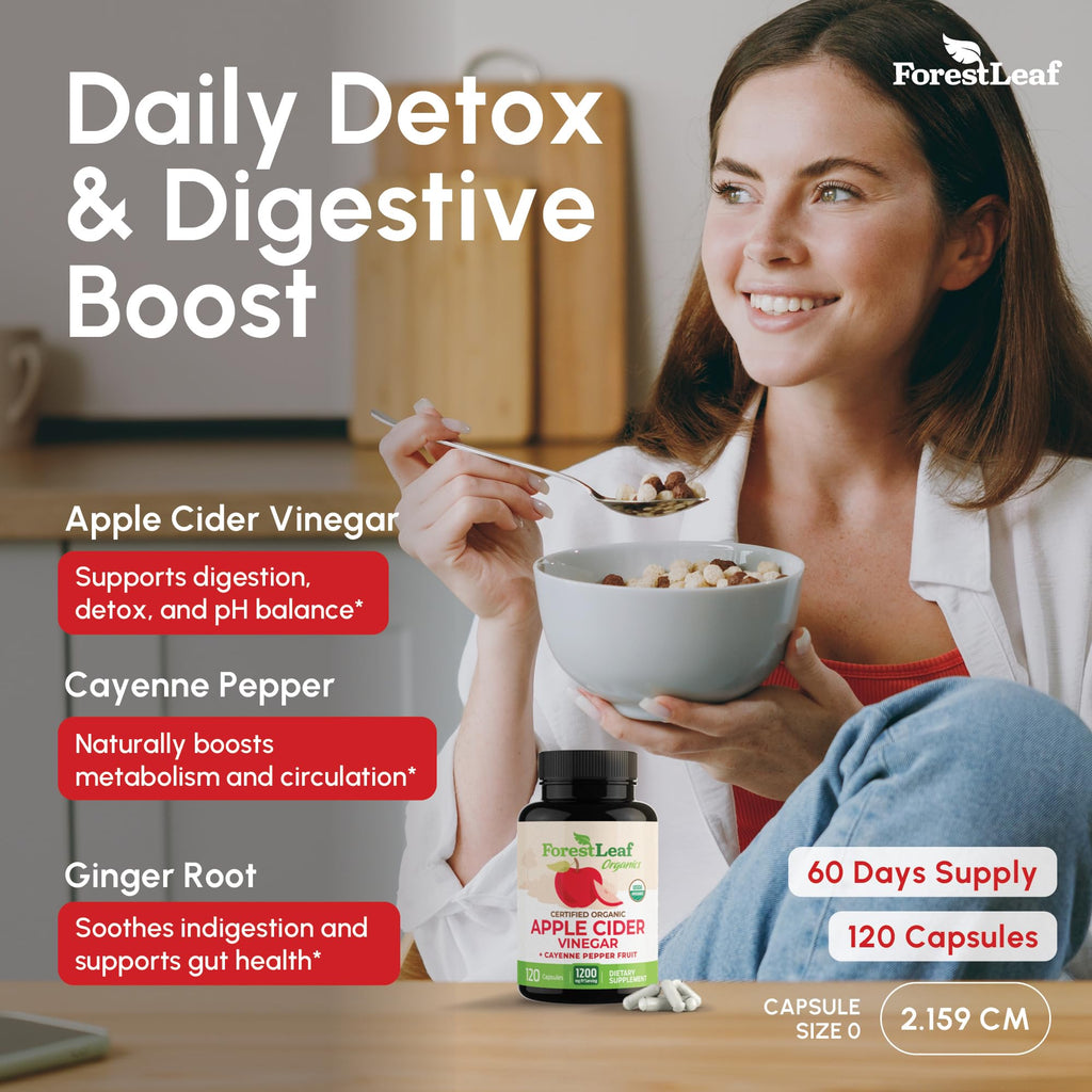 ForestLeaf Apple Cider Vinegar Capsules 1200 mg - 120 Capsules - image 4