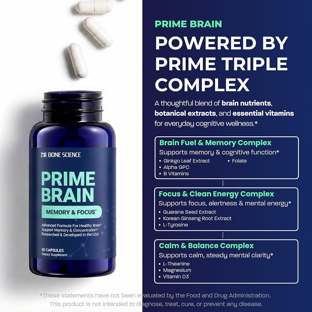 BONE SCIENCE Prime Brain Memory & Focus Supplement - 60 Capsules - image 5