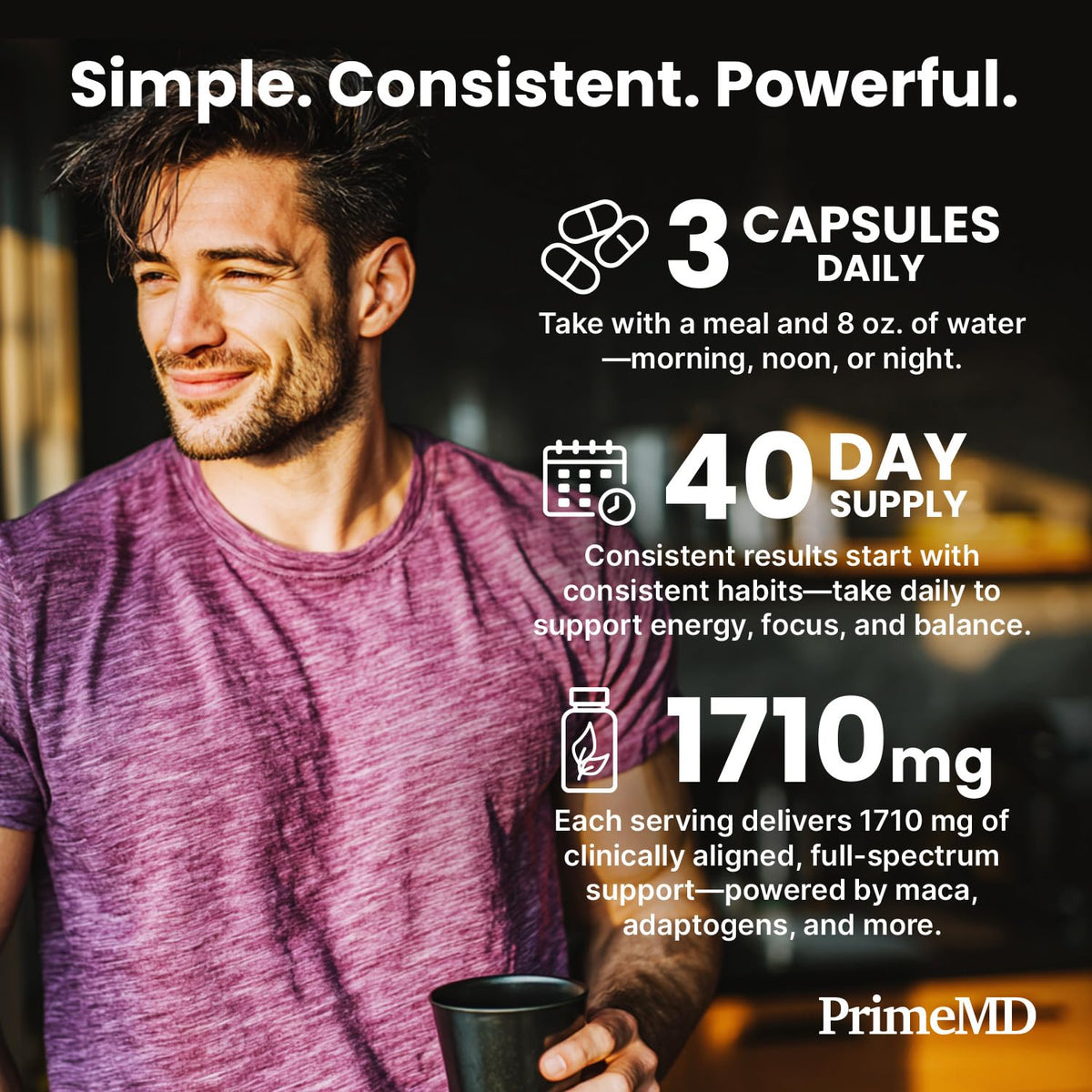 PrimeMD Maca Root Ashwagandha 1710mg with DHEA - 120 Capsules - image 6