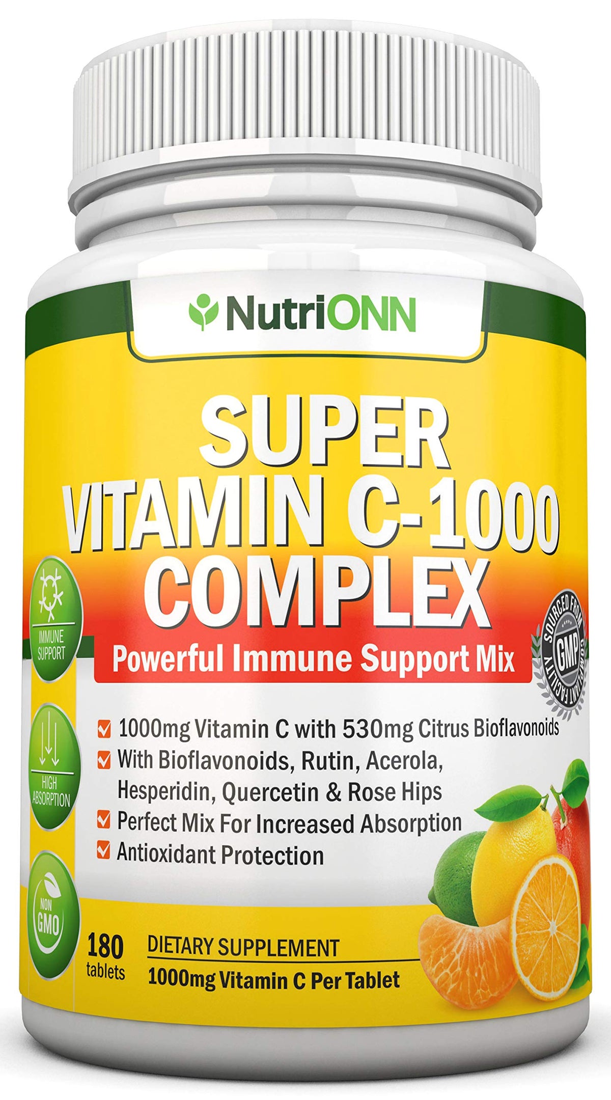 NutriONN Vitamin C Complex 1000 mg Immune Support - 180 Tablets