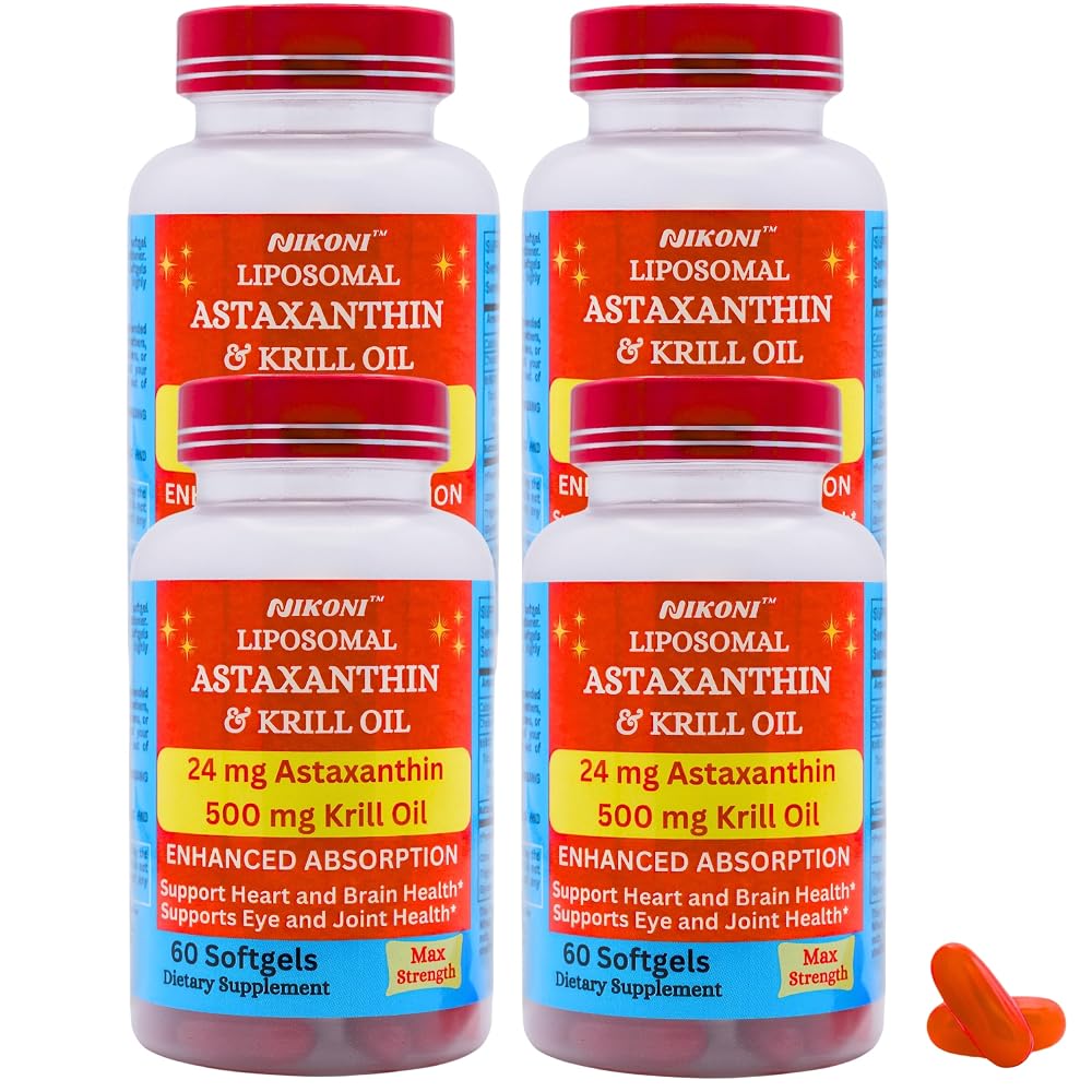 Nikoni Liposomal Astaxanthin 24mg with Kril Oil 500mg Supplement