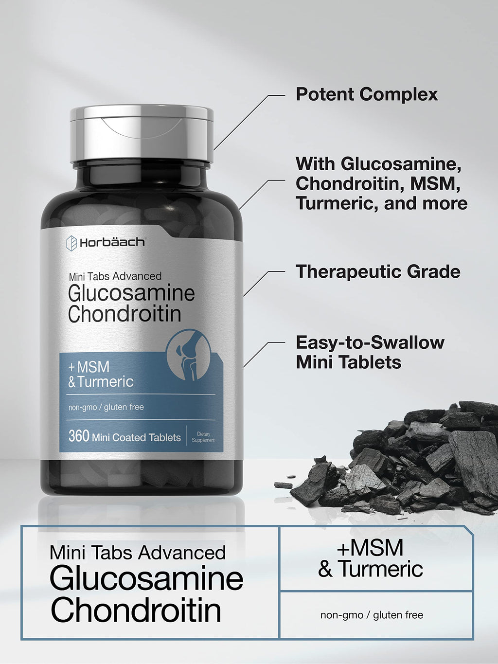 Horbäach Glucosamine Chondroitin MSM Turmeric - 360 Tablets - image 3