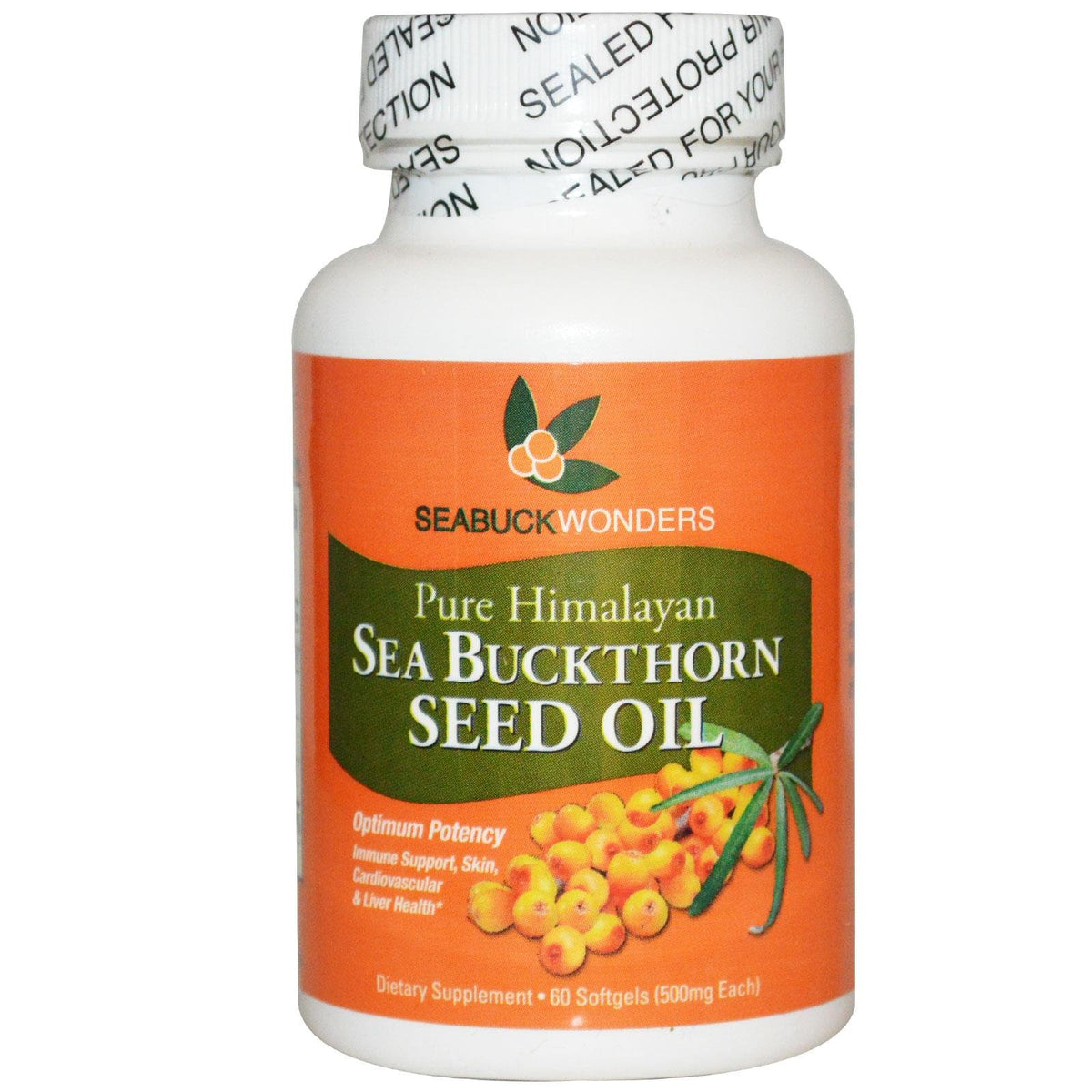 Seabuck Wonders Sea Buckthorn Seed Oil Omega 3 6 9 - 60 Softgels