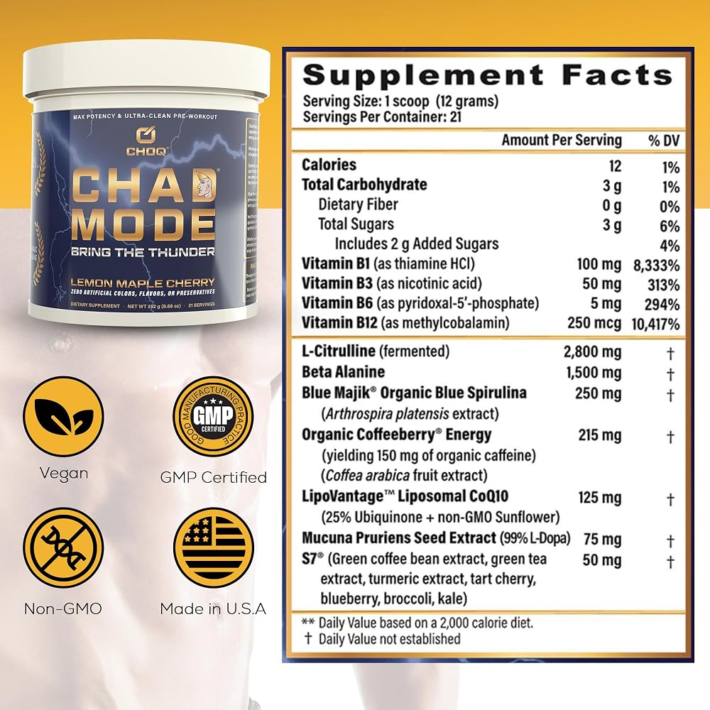CHOQ Chad Mode Pre-Workout Powder - 8.8 oz - image 8