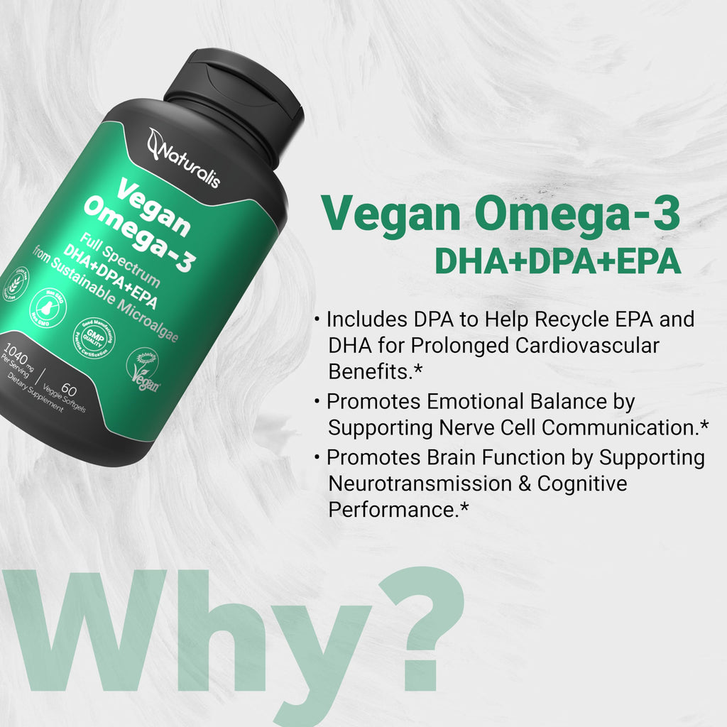 Naturalis Vegan Omega 3 Full Spectrum DHA, EPA & DPA from Algae Oil
