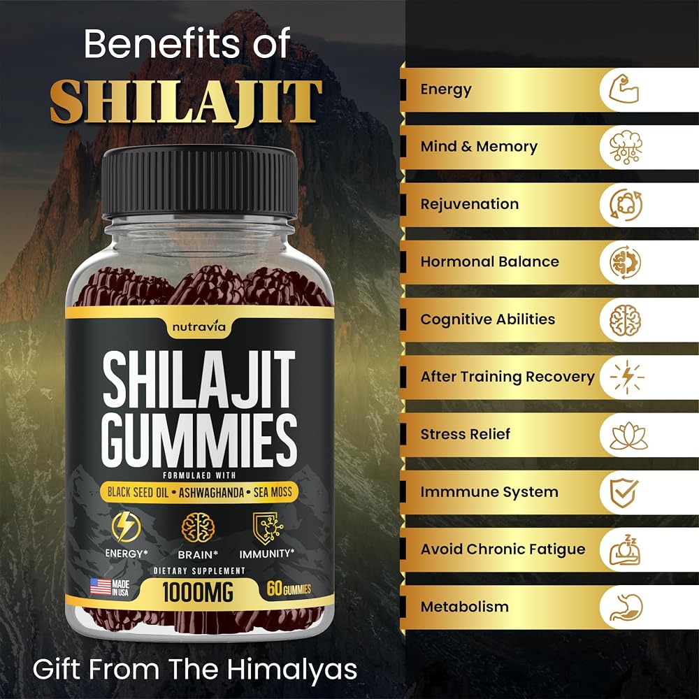 Nutravia Shilajit Gummies with Sea Moss & Ashwagandha - 60 Gummies - image 2