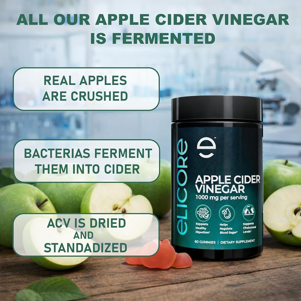 ELICORE Apple Cider Vinegar Gummies 1000mg Weight Management - 60 Count - image 3