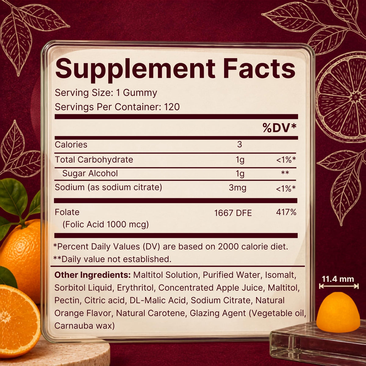 Vitamatic Folic Acid 1 mg Sugar Free Gummies - 240 Count - image 2