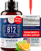 Windsor Botanicals Vegan Vitamin B12 Liquid Methylcobalamin 5000 mcg - 2 Fl Oz