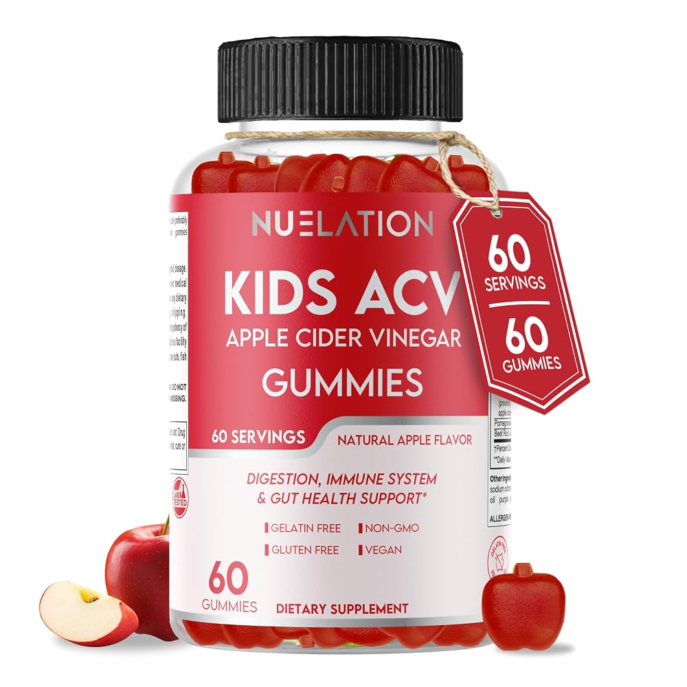 NUELATION Vegan Apple Cider Vinegar Gummies for Kids - 60 Count