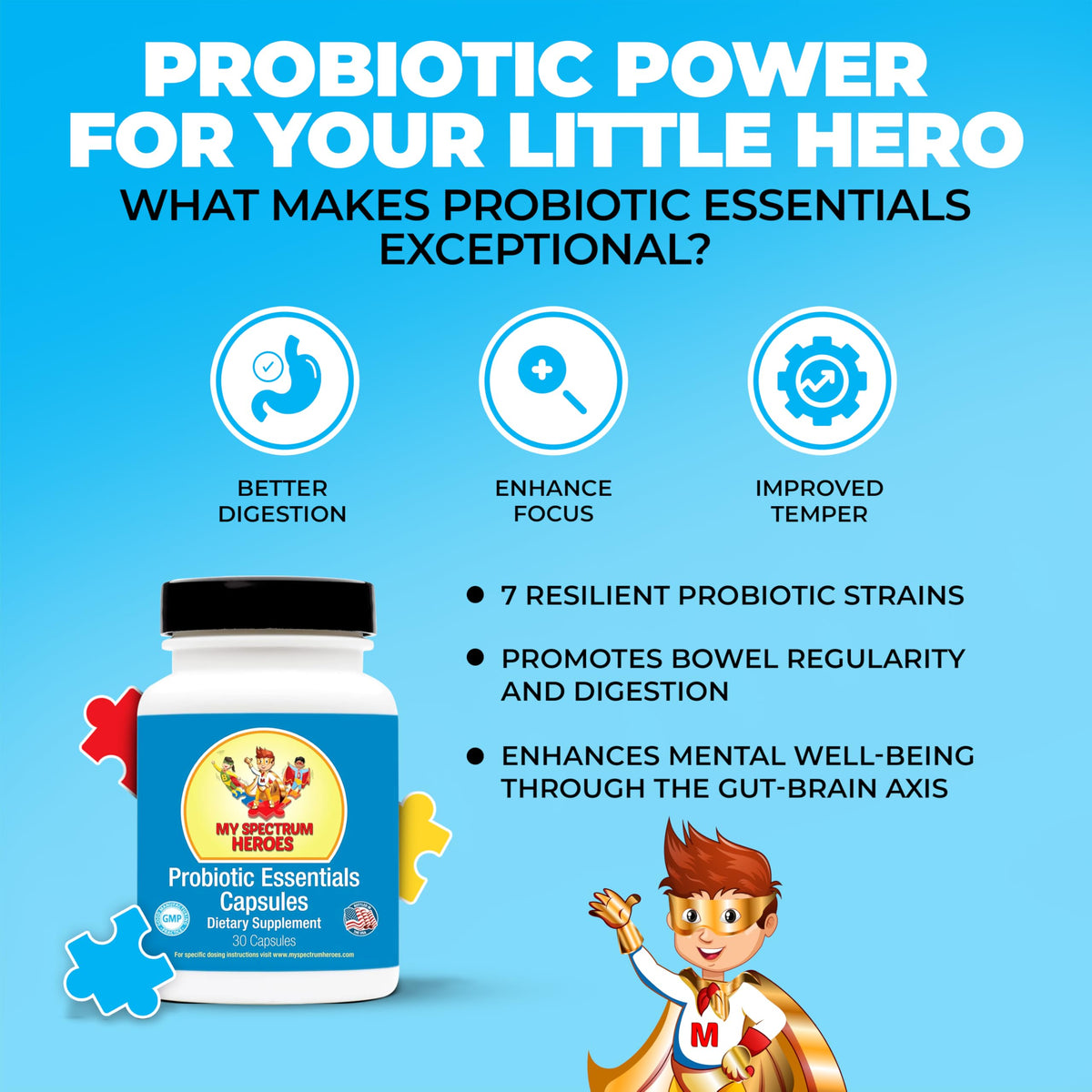 My Spectrum Heroes Probiotic Capsules for Digestive Health - 30 Count - image 3