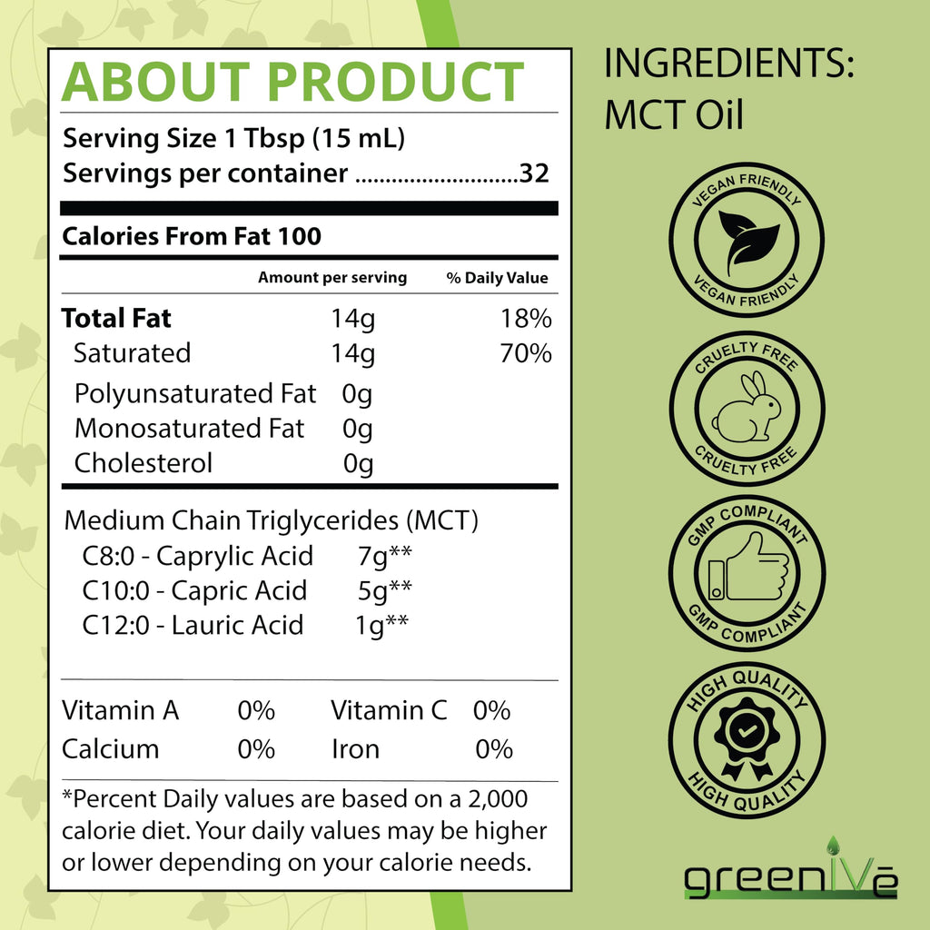 GreenIVe MCT Oil 100% Pure C8 C10 - 16 fl oz - image 6