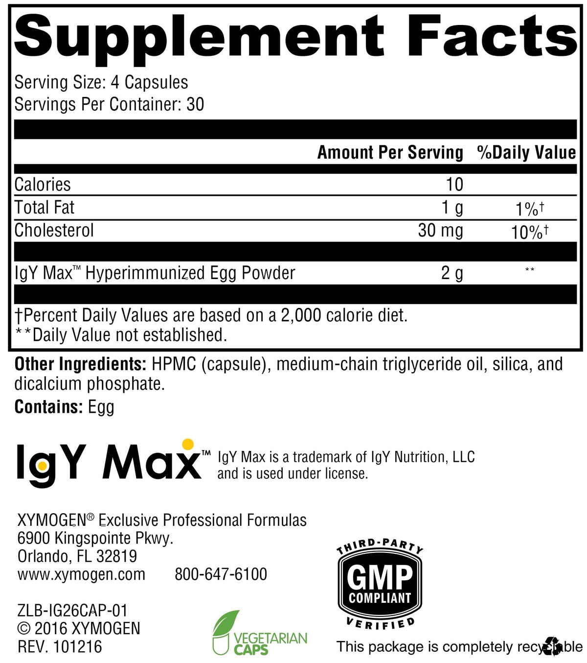 XYMOGEN IG 26 DF Immunoglobulin Powder Vanilla - 4.76 oz - image 2