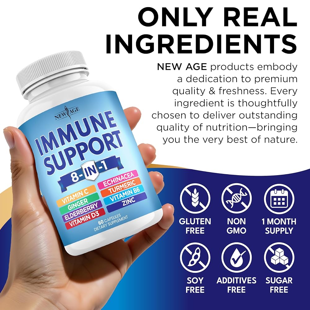 NEW AGE 8 in 1 Immune Support Booster with Echinacea & Zinc - 300 Capsules - image 6