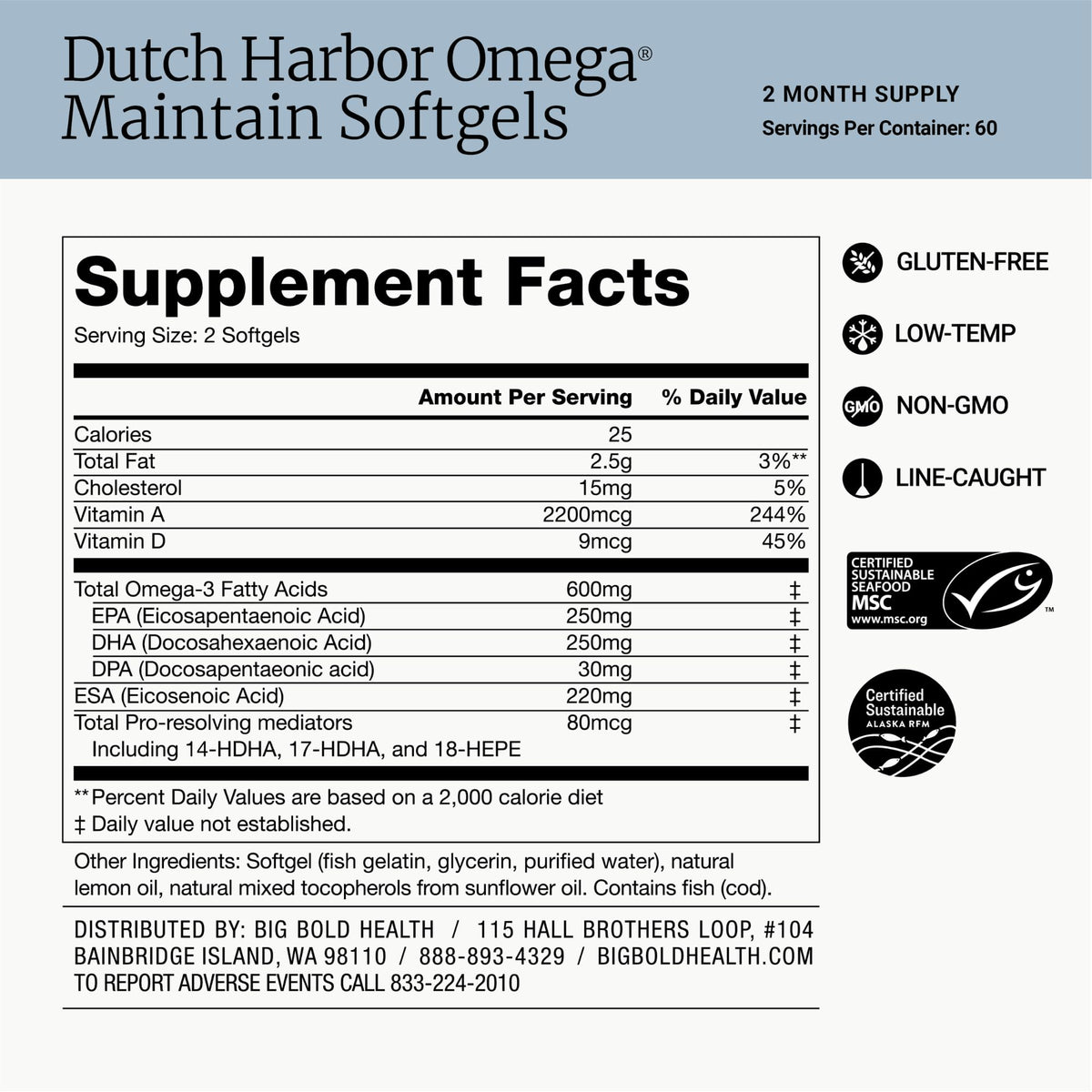 BIG BOLD HEALTH Dutch Harbor Omega Maintain - 120 Softgels - image 4