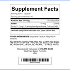 FOLATE MAXX FolateMaxx L-Methylfolate 10 mg 90 Capsules Active Folate