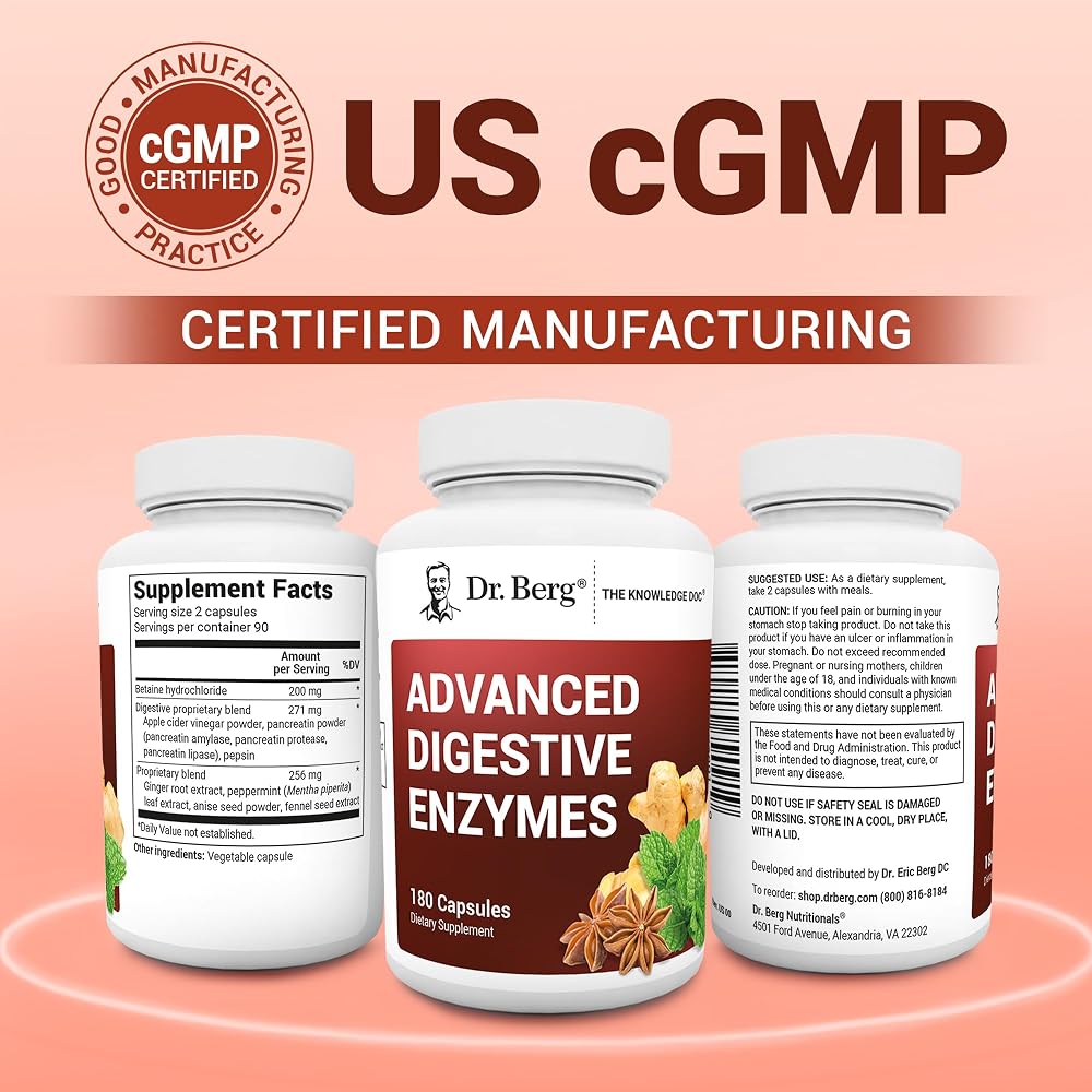 Dr. Berg Advanced Digestive Enzymes with Apple Cider Vinegar - 180 Capsules - image 5