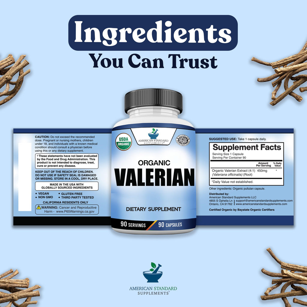 American Standard Supplements Organic Valerian - 90 Capsules - image 7