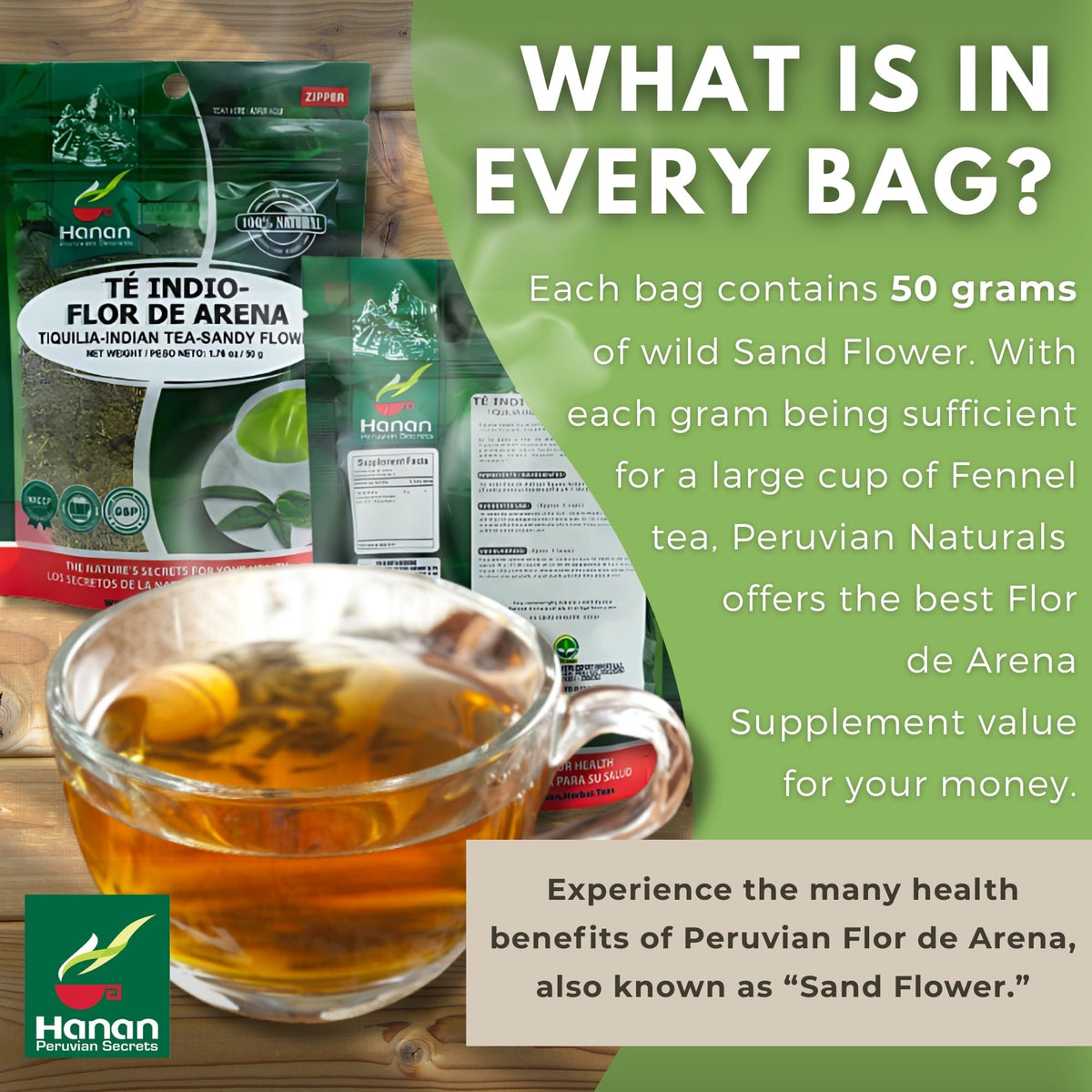 Hanan Peruvian Secrets Flor de Arena - 100% Natural Tiquilia - image 4