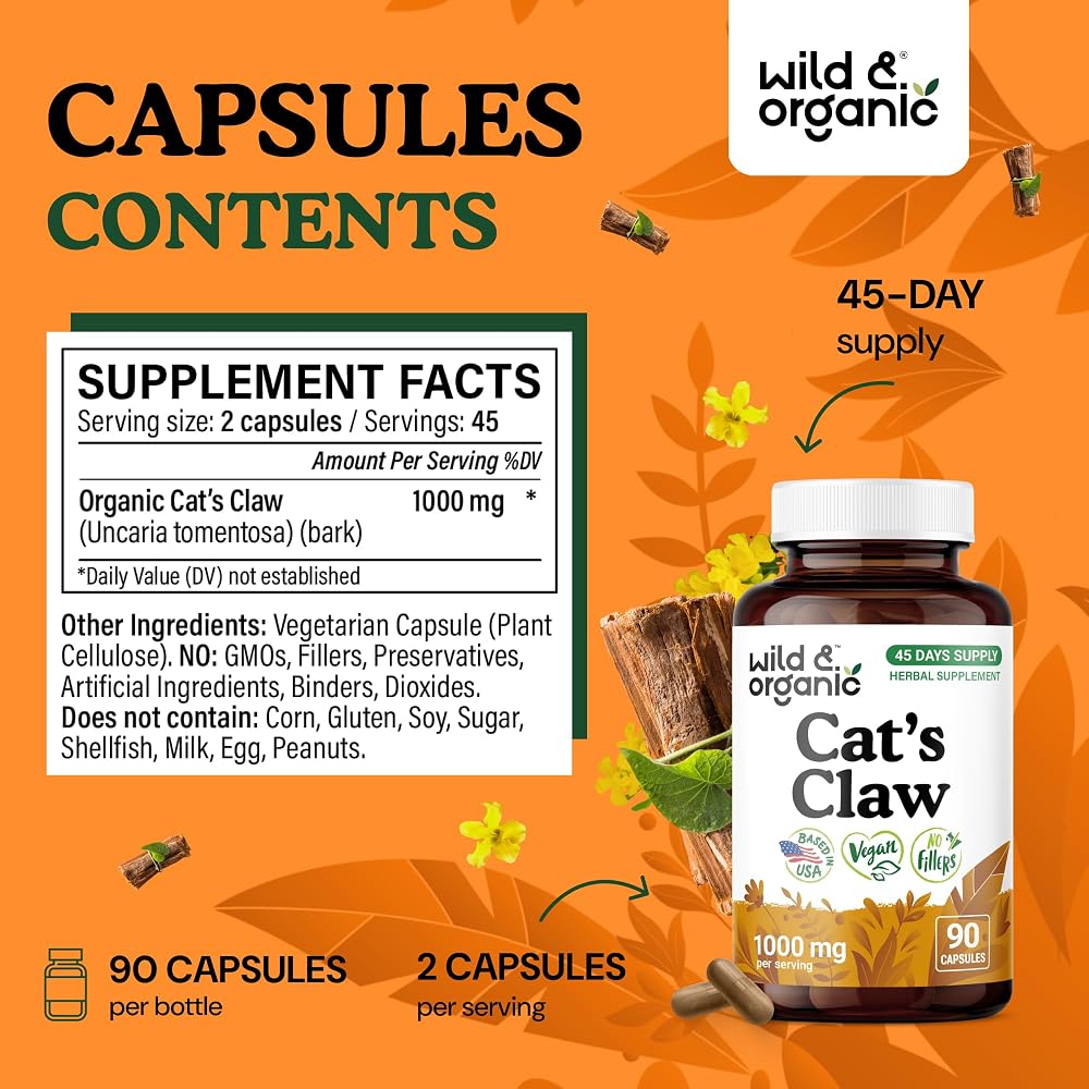 Wild & Organic Product Image Cat's Claw Herbal Supplement 1000 mg
