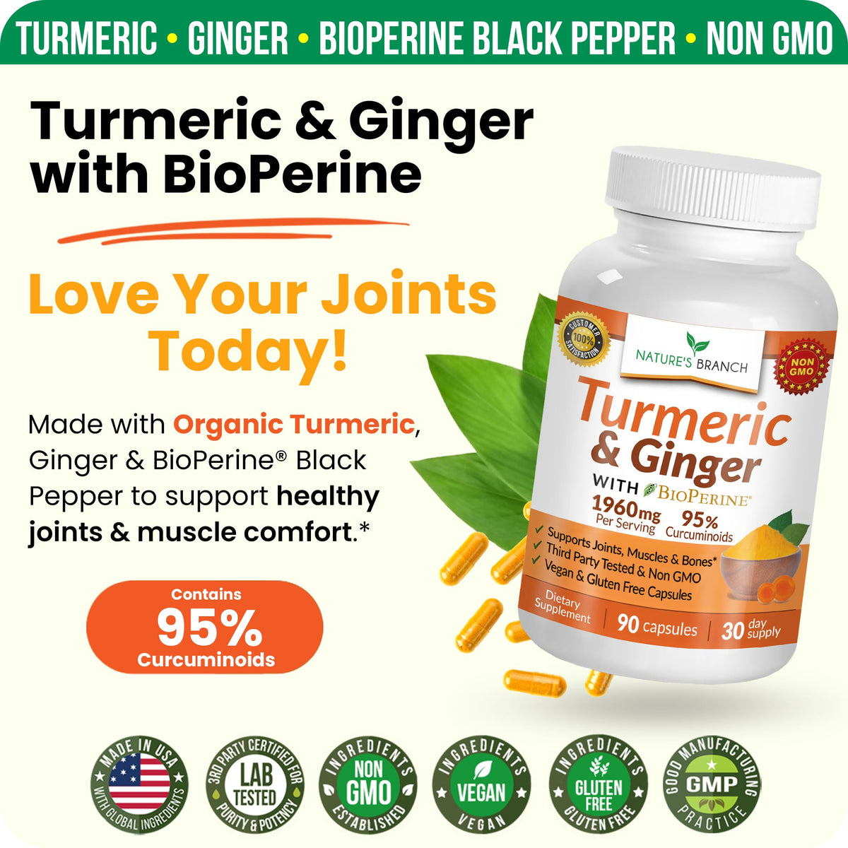 Nature's Branch Turmeric Ginger Joint Support - 90 Capsules - image 5