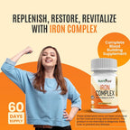 NutritiPure Iron Complex with Carbonyl Iron & B Vitamins - 60 Capsules - image 3
